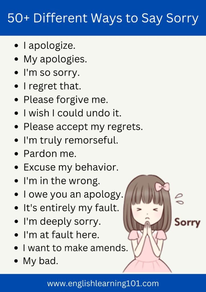 Different ways to say sorry