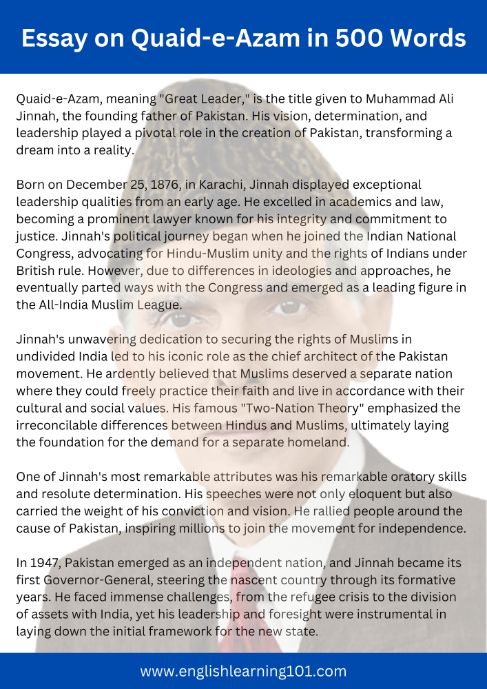 Essay on Quaid-e-Azam