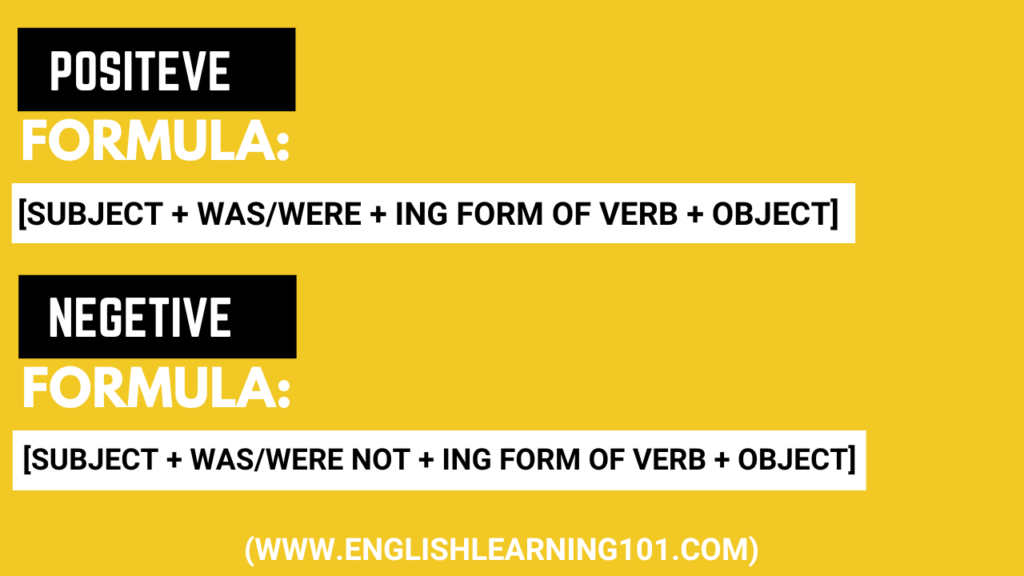 Past Continuous Tense Formula