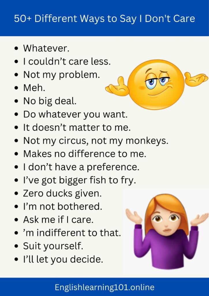 Different Ways to Say I Don't Care